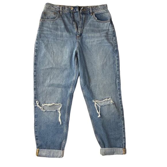 Asos Jeans denim Straight leg Rip Knee tapered straight boyfriend Denim SZ 30x32 - Picture 1 of 6